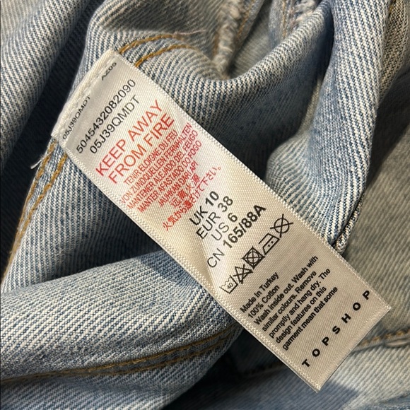 Topshop Light Blue Denim Jacket Cropped, Raw Hem. Size 6 - Picture 10 of 10